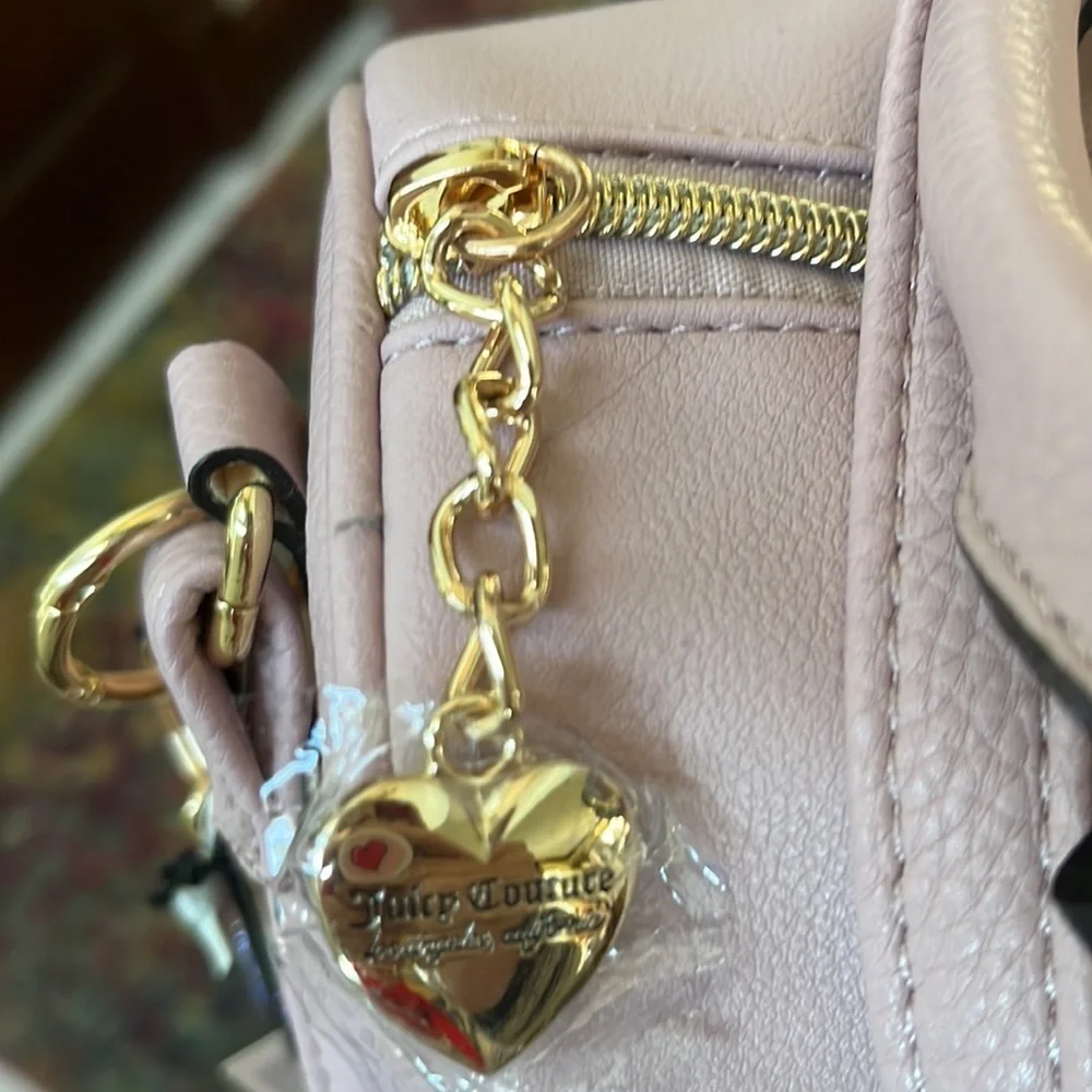 Juicy couture crossbody bag Satchel Vegan leather pink/rhinestone logo NWT